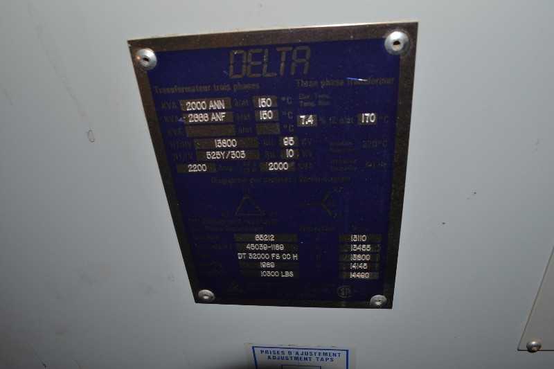DELTA DT32000FSCCH TRANSFORMER 2000KVA 13800V TO 525V WITH ITE SWITCHGEAR - MISCELLANEOUS
