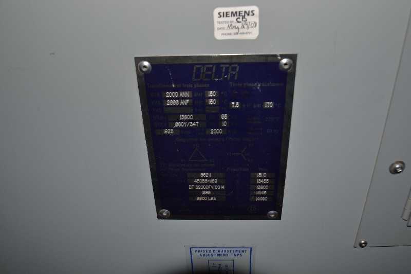 DELTA DT32000FVCCH TRANSFORMER 2000KVA 13800V TO 600V WITH ITE SWITCHGEAR - MISCELLANEOUS