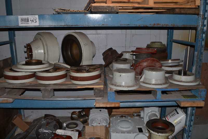 CONTENTS OF RACKING - PAPER MACHINE SPARES, PNEUMATIC MOTORS, PNEUMATIC CYLINDERS, GEAR REDUCERS, HUBS - MISCELLANEOUS