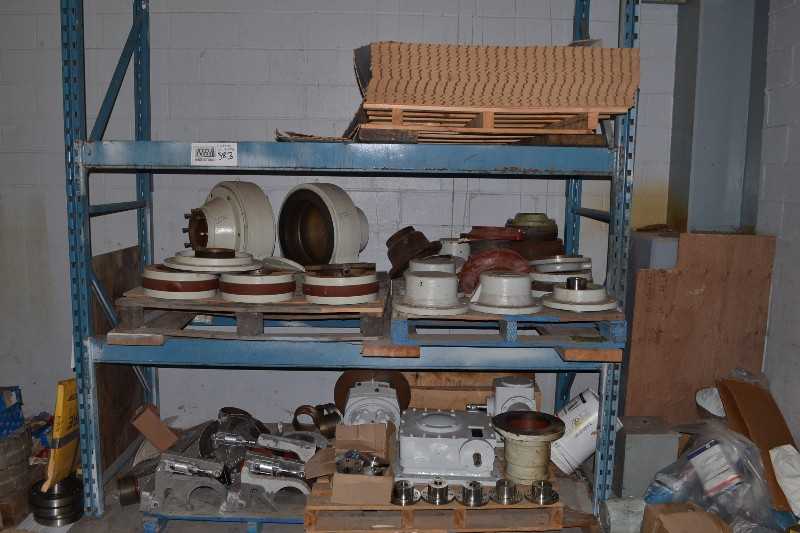 CONTENTS OF RACKING - PAPER MACHINE SPARES, PNEUMATIC MOTORS, PNEUMATIC CYLINDERS, GEAR REDUCERS, HUBS - MISCELLANEOUS