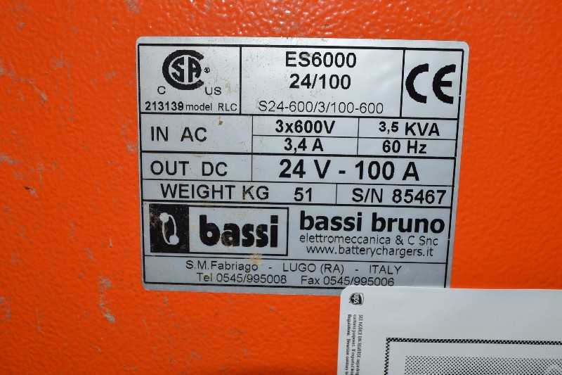 BASSI MRG ES6000 BATTERY CHARGER 24V 100A 600V 3PH - MISCELLANEOUS