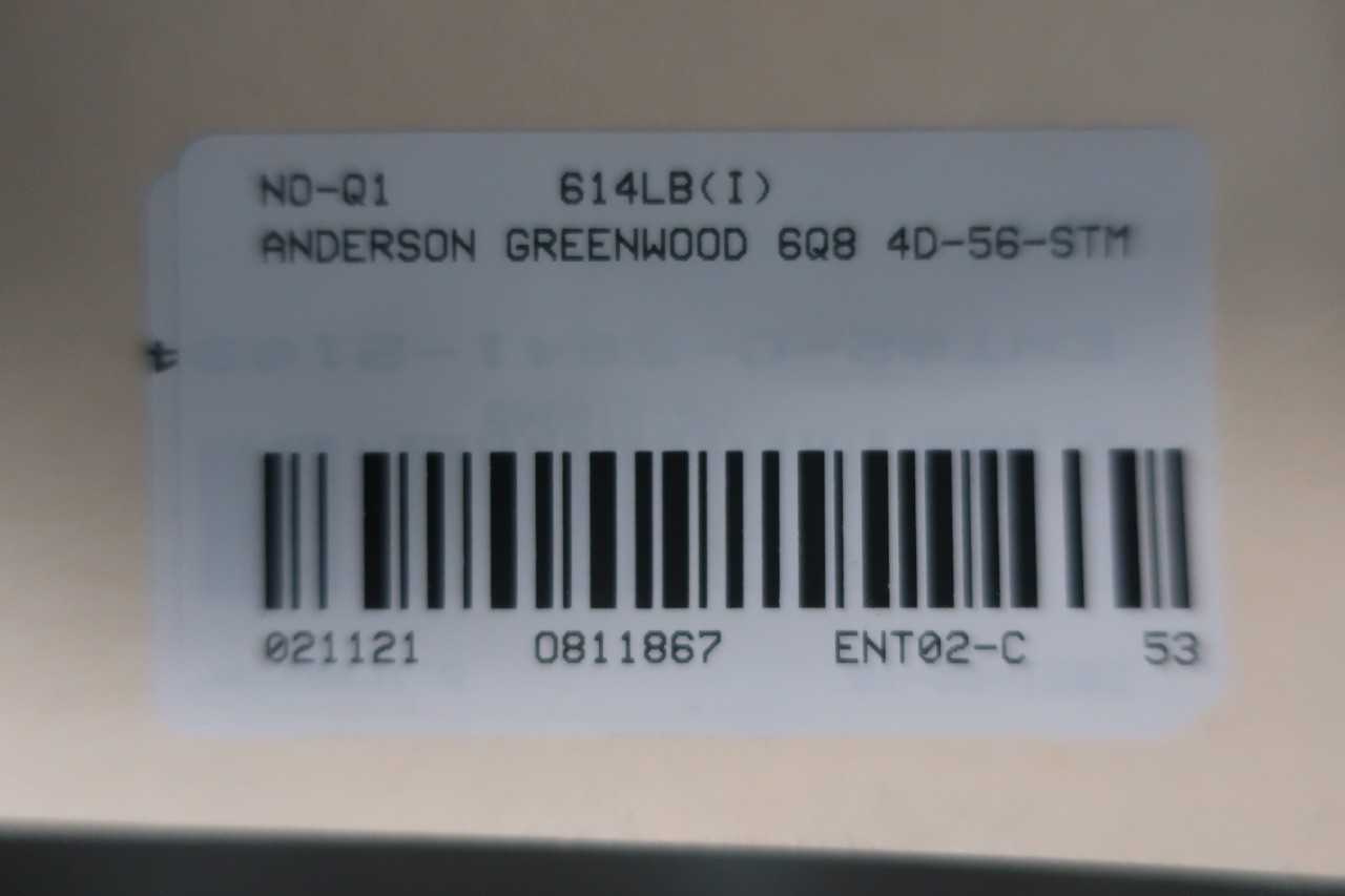 ANDERSON GREENWOOD 6Q8 JD-56-STM RELIEF VALVE 8X6 - RELIEF VALVE