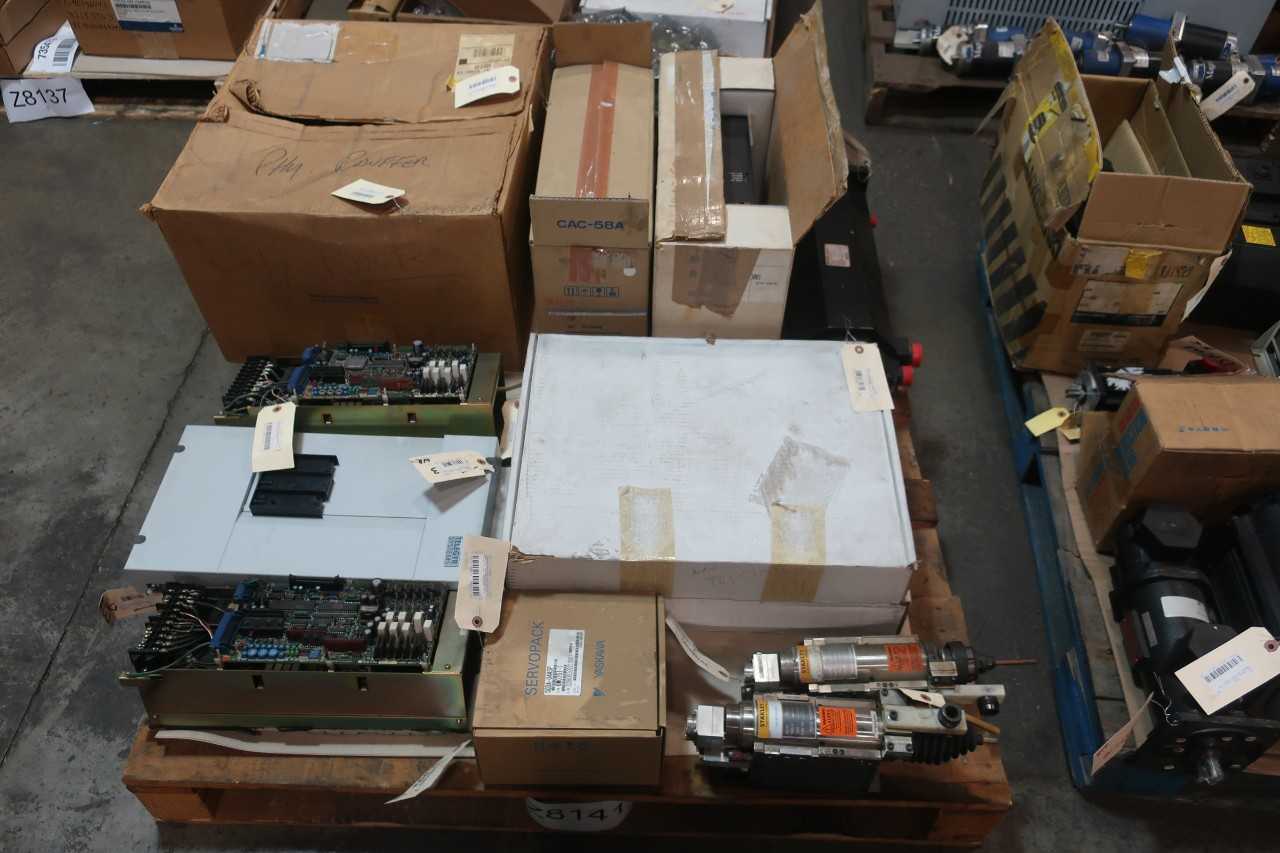 1 PALLET OF SERVO DRIVE, SERVO CONTROLS, SERVO MOTOR, MODULES, SERVO AMP, WELDING AND CUTTING TOOL, CIRCUIT BOARD- YASKAWA, TELEGYR SYSTEMS, STANELY, GIDDINGS & LEWIS - SERVO