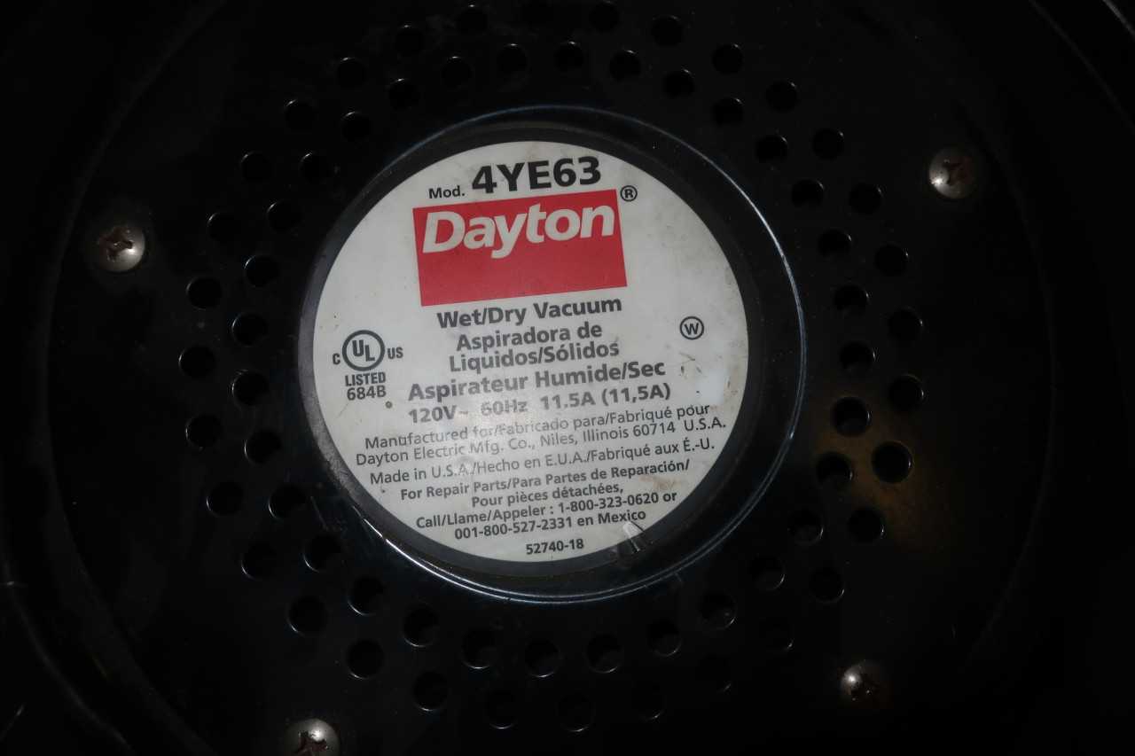DAYTON WET/DRY VACUUM 4YE63 - MISCELLANEOUS