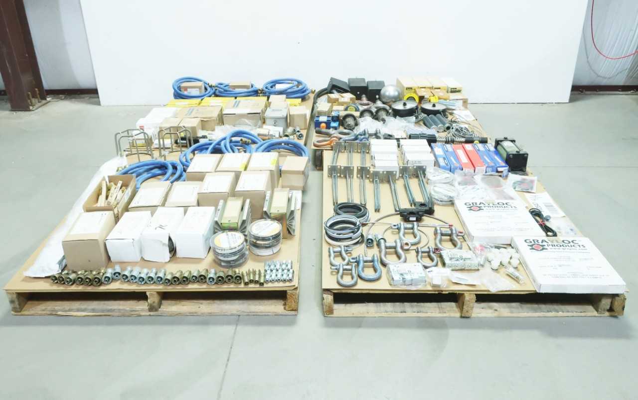 4 PALLETS OF ASSORTED MISCELLANEOUS INDUSTRIAL SURPLUS - ELECTRICAL COMPONENTS