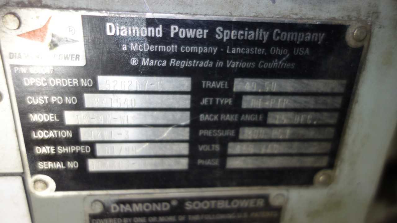 LOT OF 2 DIAMOND POWER IK-4M-WL 300PSI 460V-AC SOOTBLOWER - PROCESS EQUIPMENT