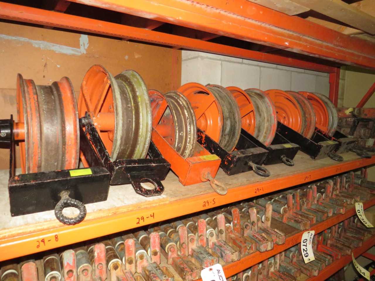 LOT OF 7 ASSORTED CHAIN TYPE CABLE SHEAVES - TRAILER MOUNTED EQUIPMENT