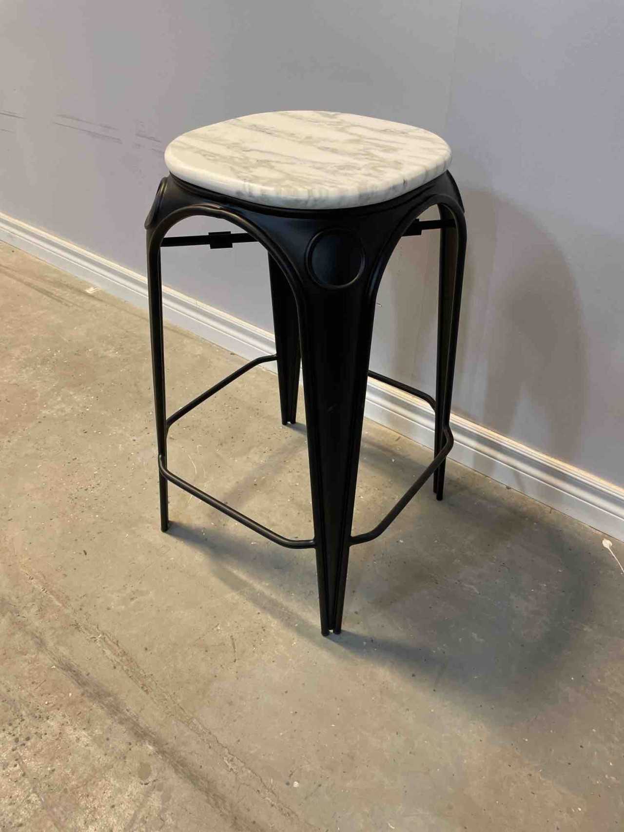 WHITE MARBLE COUNTER STOOL 13" X 13" X 28" - INDUSTRIAL PARTS
