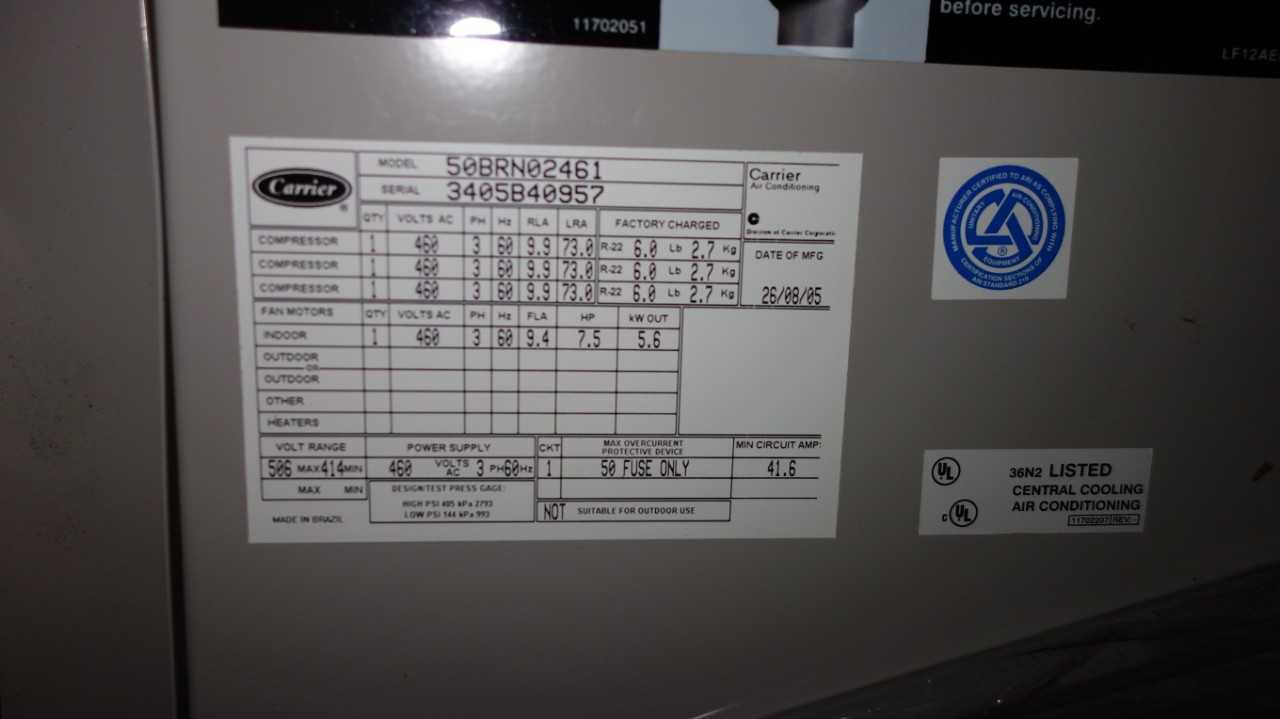 CARRIER CENTRAL AIR CONDITIONER Floor Mount - AIR CONDITIONER