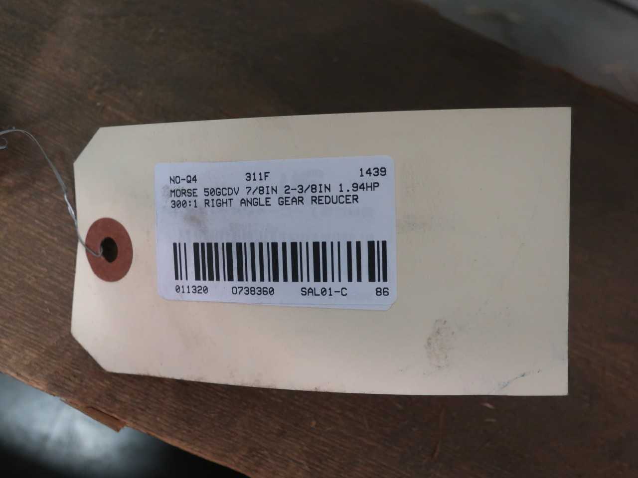 MORSE 50GCDV 1.94HP 300:1 RIGHT ANGLE GEAR REDUCER - GEAR REDUCERS