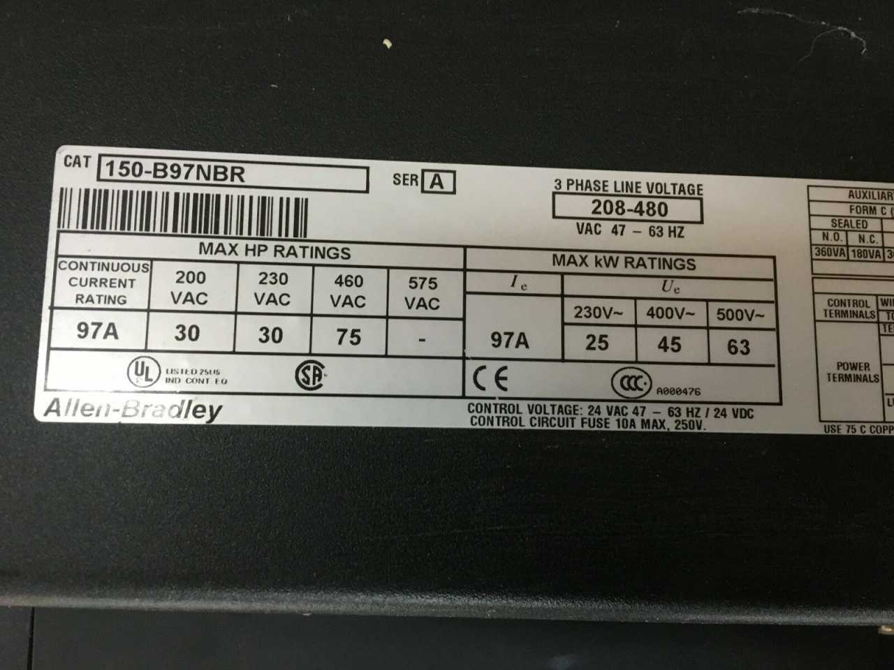 USED ALLEN-BRADLEY SMC DIALOG PLUS 75HP SMART MOTOR CONTROLLER 150-B97NBR - MOTOR DRIVES