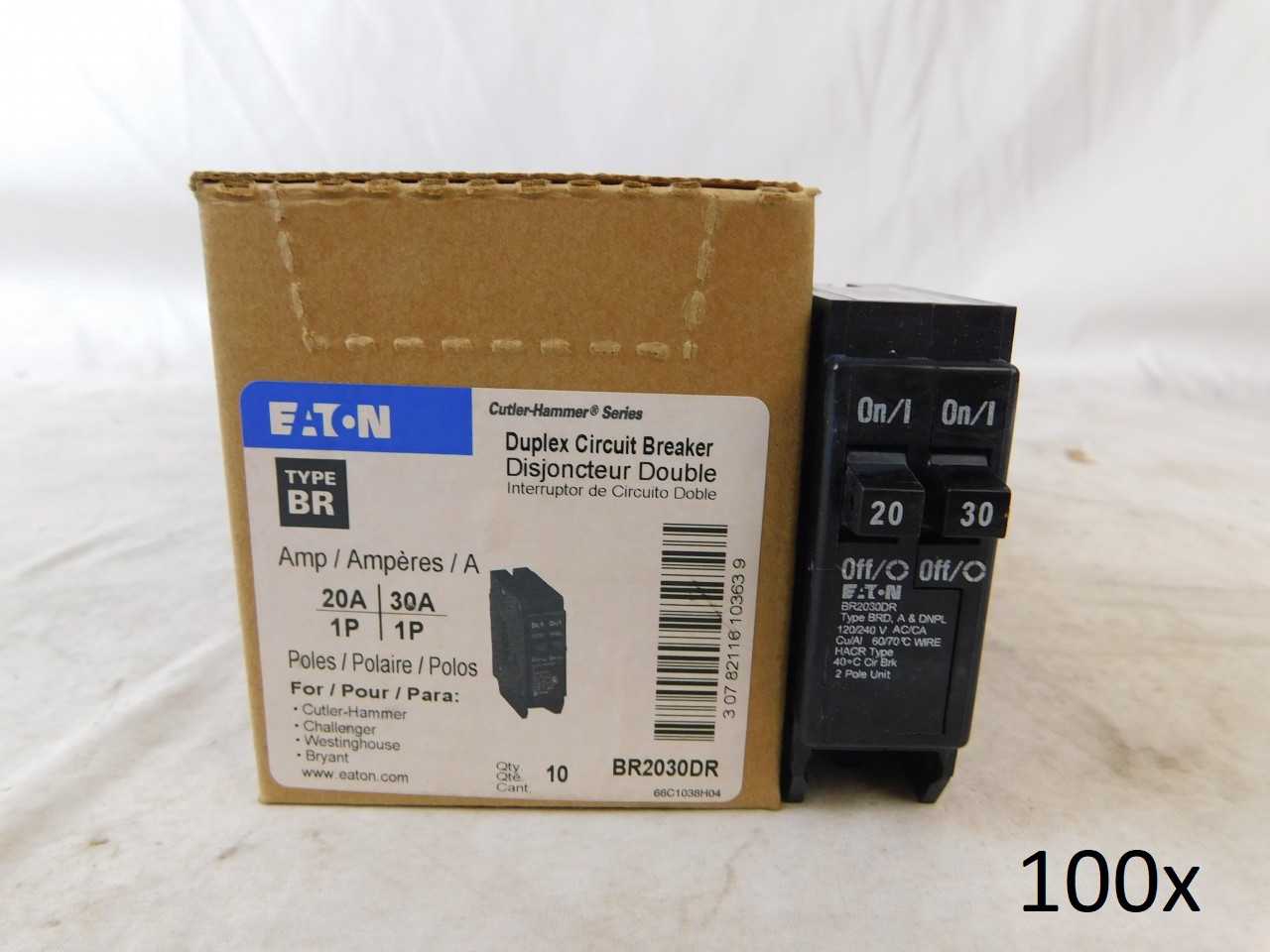 Lot of Quantity 100x BR2030DR Plug in Breakers - CIRCUIT BREAKERS Lot of Quantity 100x BR2030DR Plug in Breakers - CIRCUIT BREAKERS
