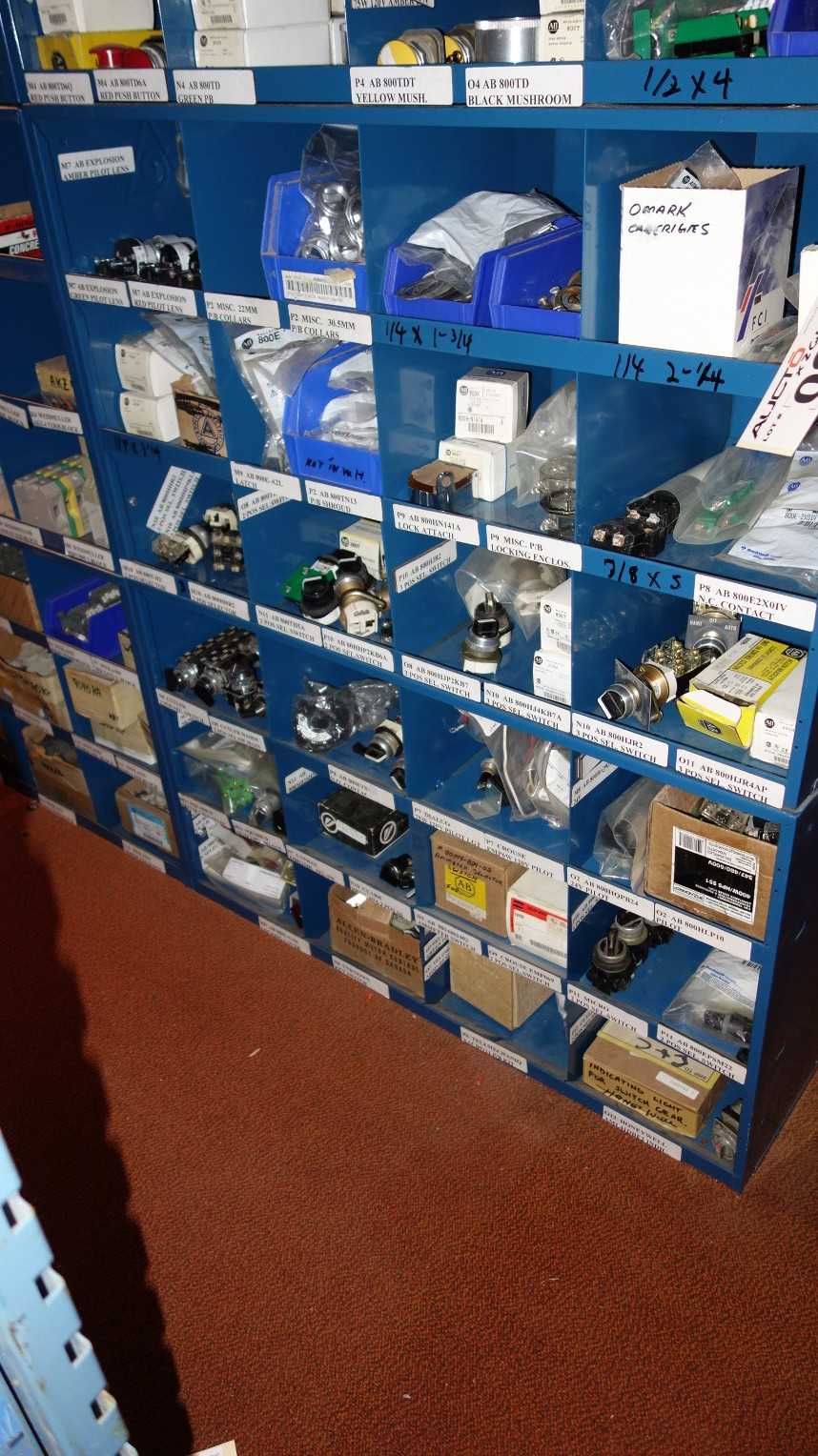 LOT OF ASSORTED PUSH BUTTONS AND REPLACEMENT PARTS AND SELECTOR SWITCHES - ELECTRICAL COMPONENTS