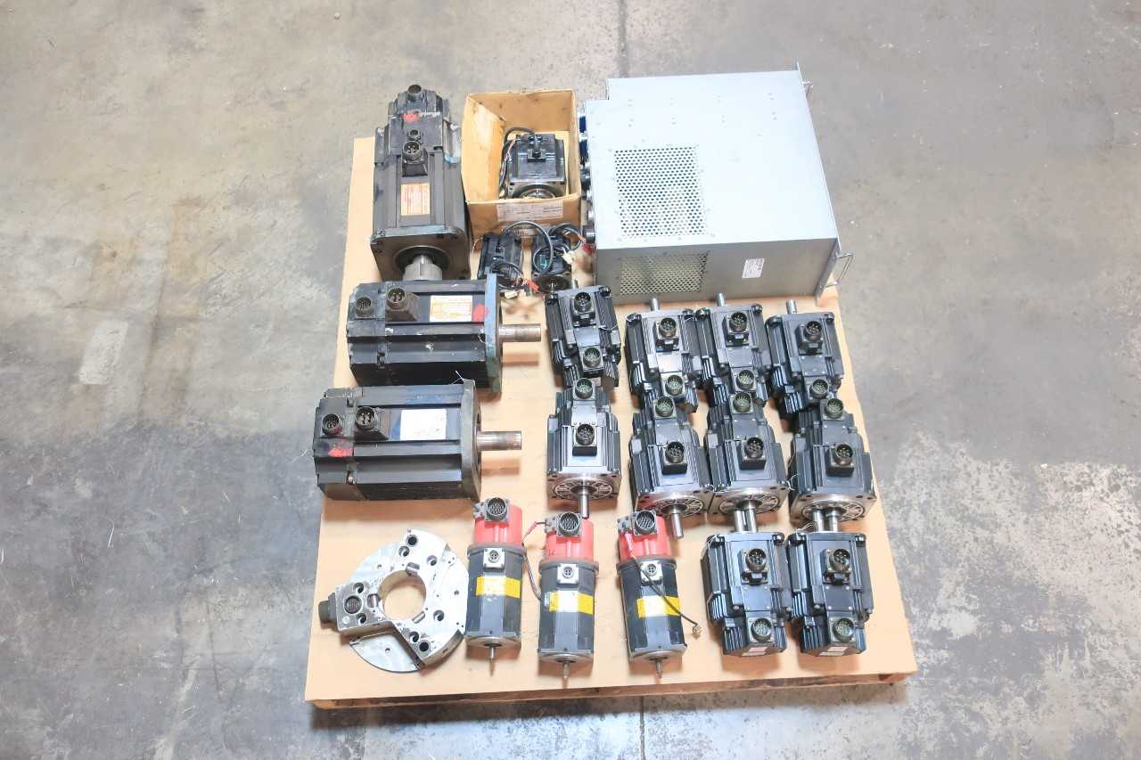1 PALLET OF ASSORTED ELECTRICAL - SERVO MOTORS,COMMUNICATION MODULE, SERVO CONTROLLER, - YASKAWA, FANUC, SPECTER - SERVO