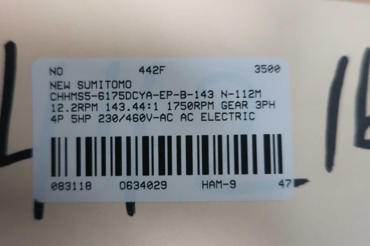 NEW SUMITOMO CHHMS5-6175DCYA-EP-B-143 12.2RPM 3PH 5HP 230/460V-AC GEARMOTOR - ELECTRIC MOTORS
