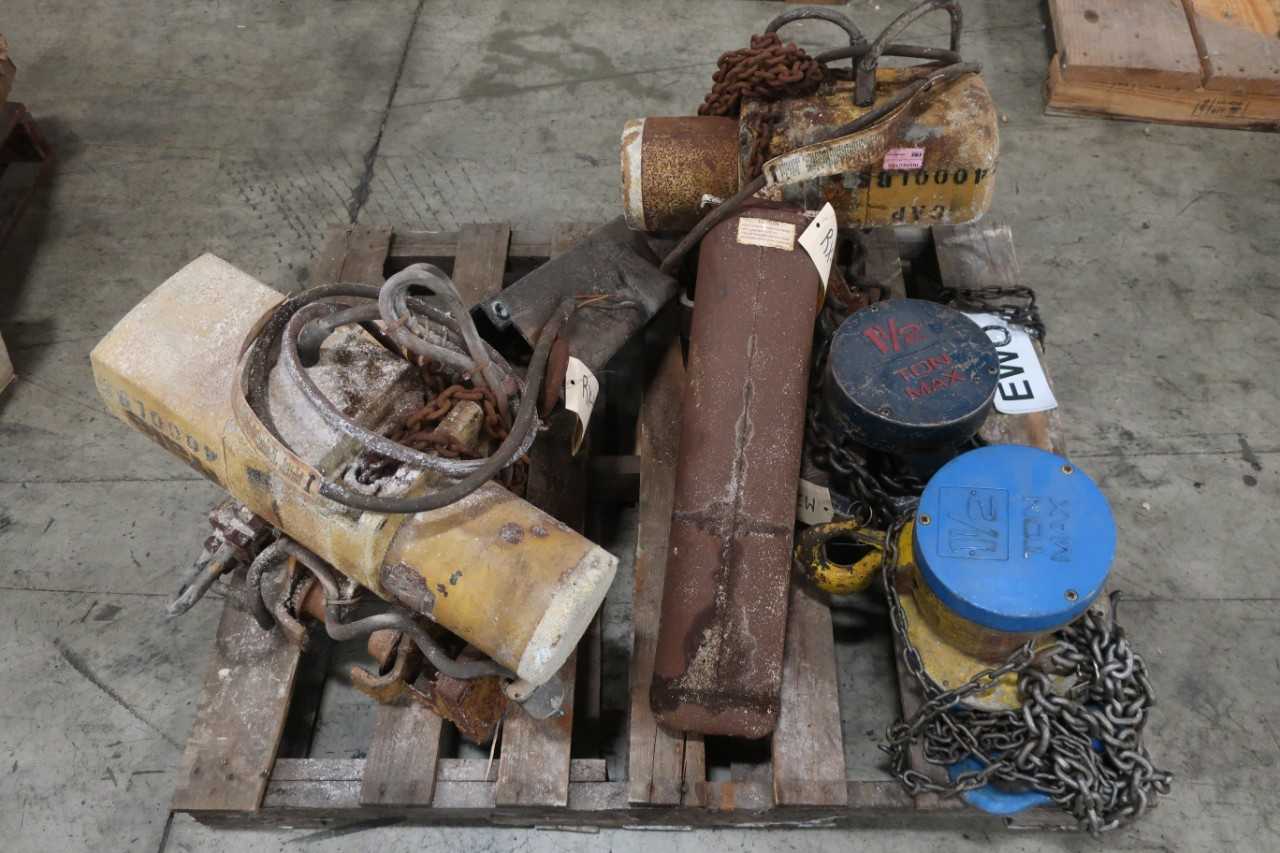 1 PALLET OF ASSORTED HOISTS 1-1/2T-4T - MISCELLANEOUS
