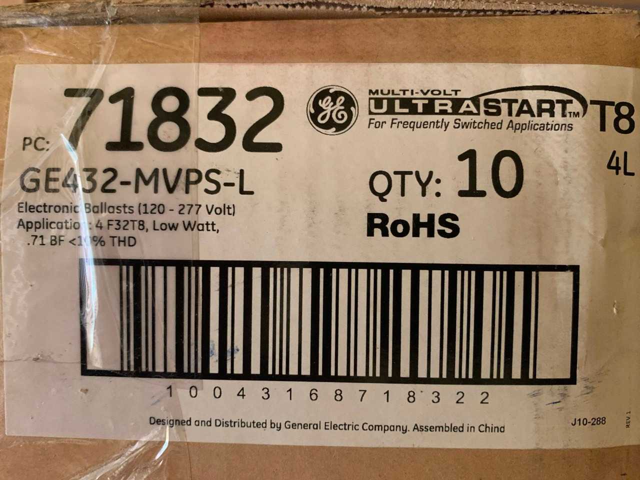 New - Lot of 40 - GE 71832 GE432-MVPS-L Fluorescent Ballast - LIGHTING