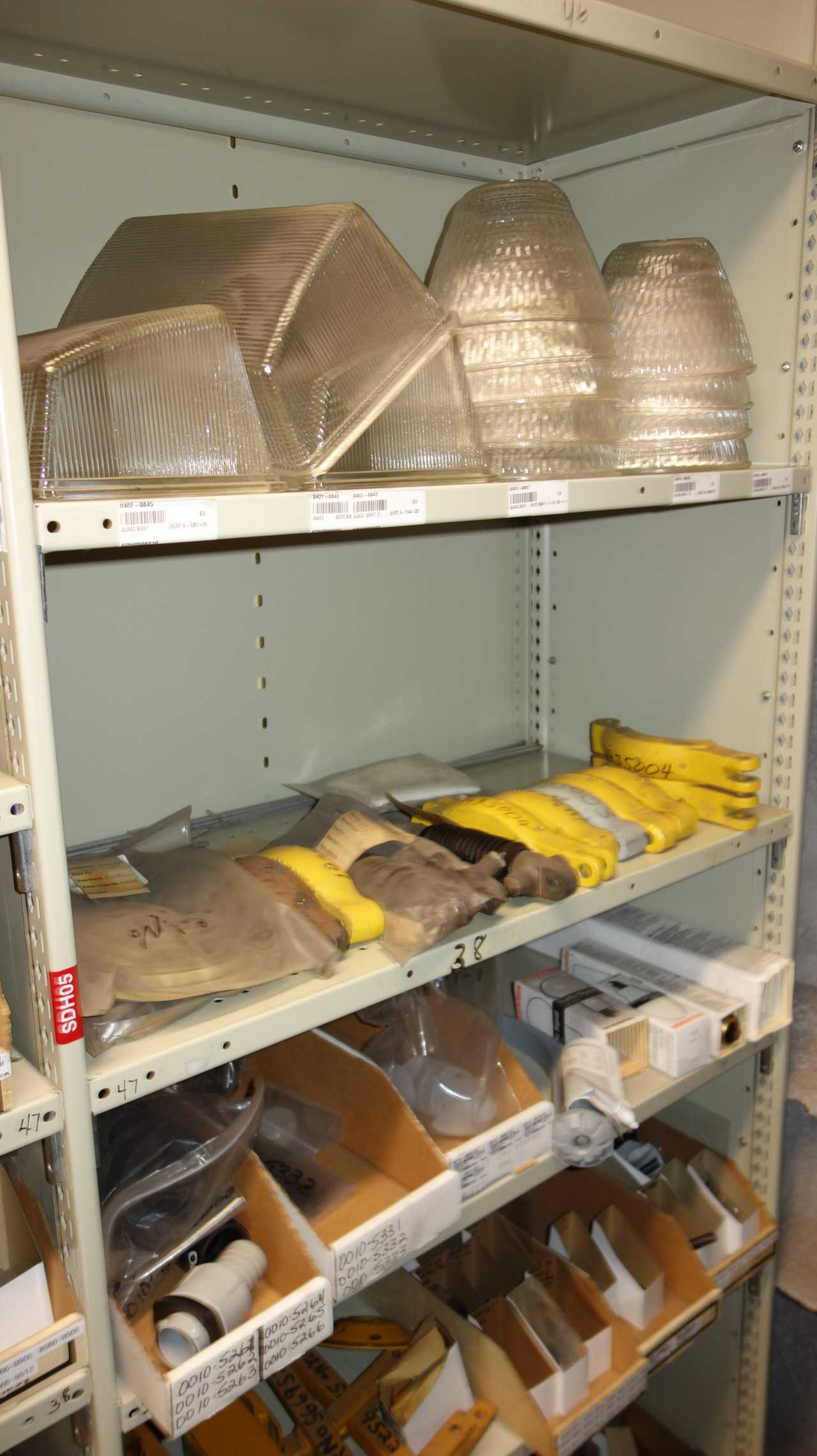 CONTENTS OF 3 SHELF COLUMNS, ASSORTED MRO - SHELVING