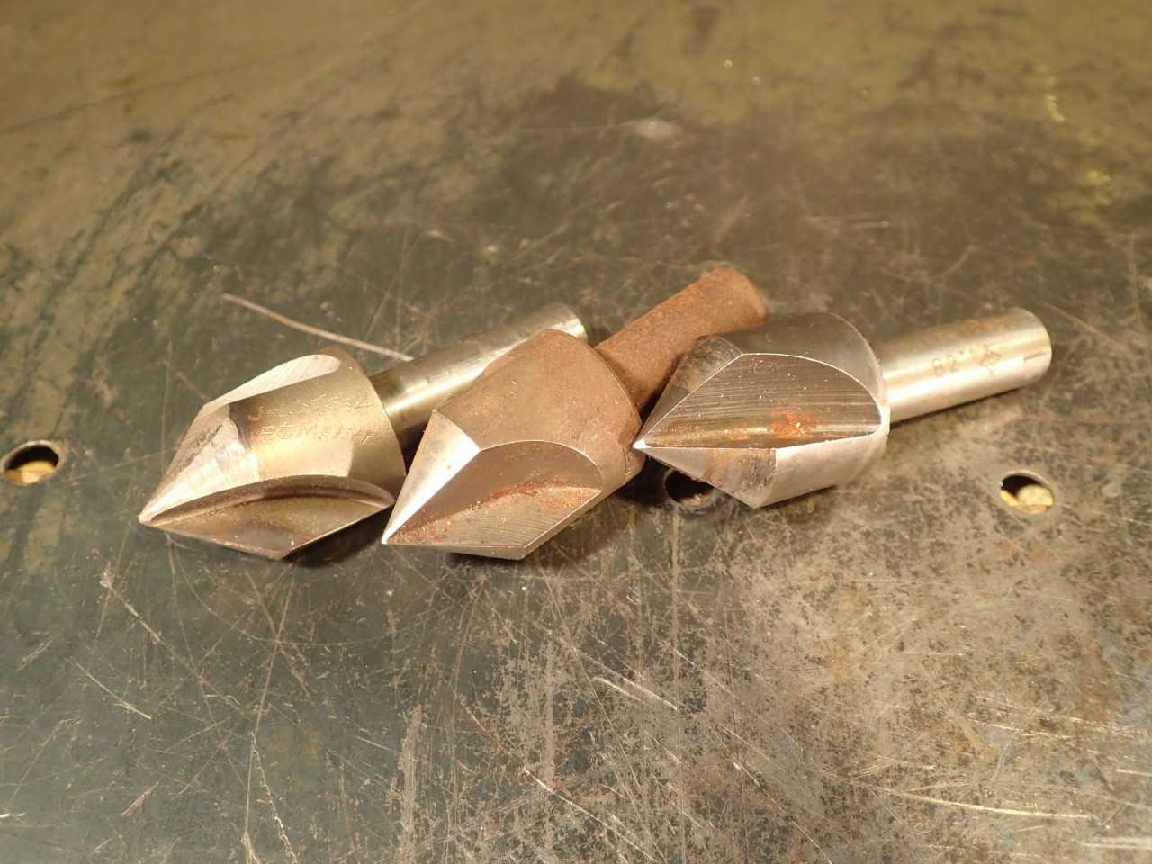 3 Piece Lot of 1" 3-Flute Countersinks: 82-Degree, 1/2" Straight Shank - MACHINING ACCESSORIES & TOOLING