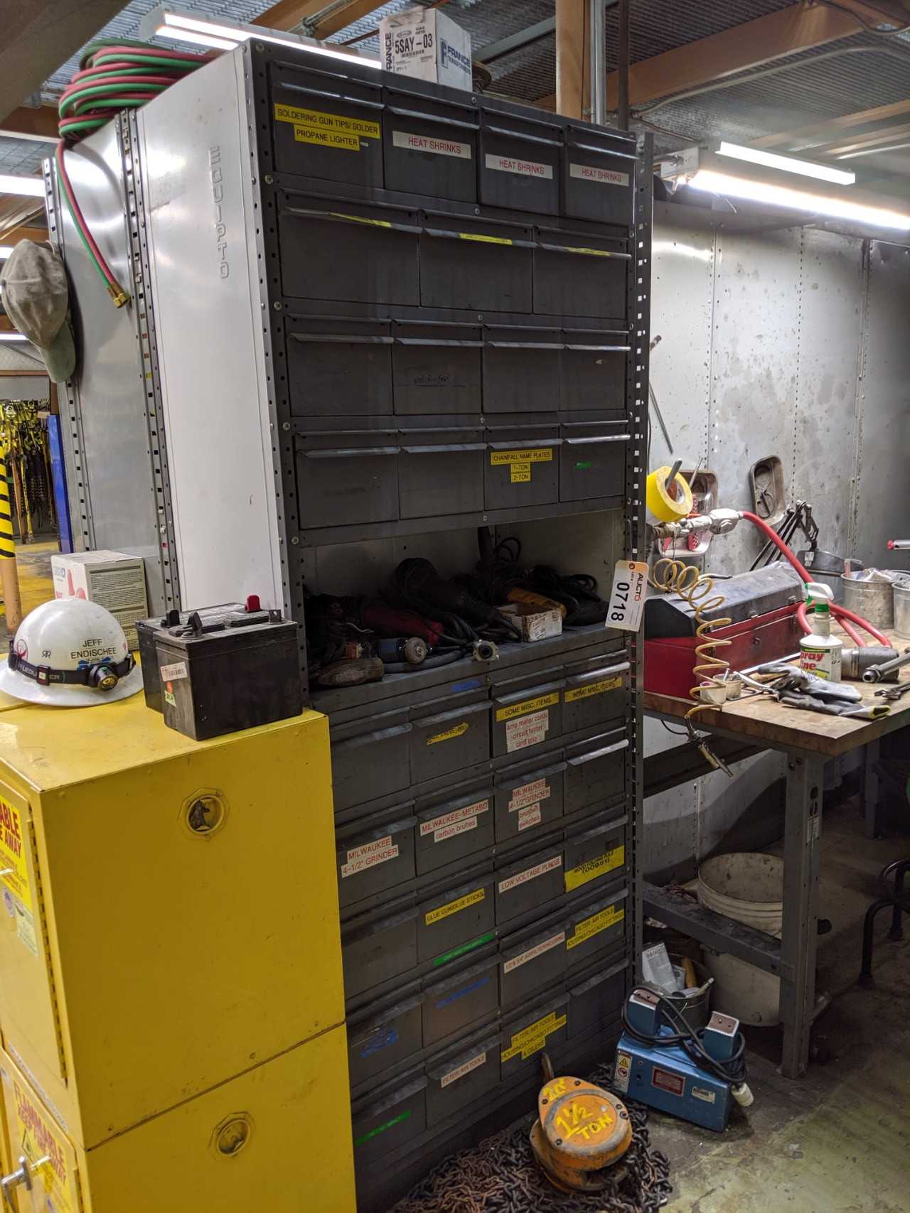 Pigeon-hole shelving with power and air tool parts, soldering gun parts - ELECTRIC POWER TOOLS Pigeon-hole shelving with power and air tool parts, soldering gun parts - ELECTRIC POWER TOOLS