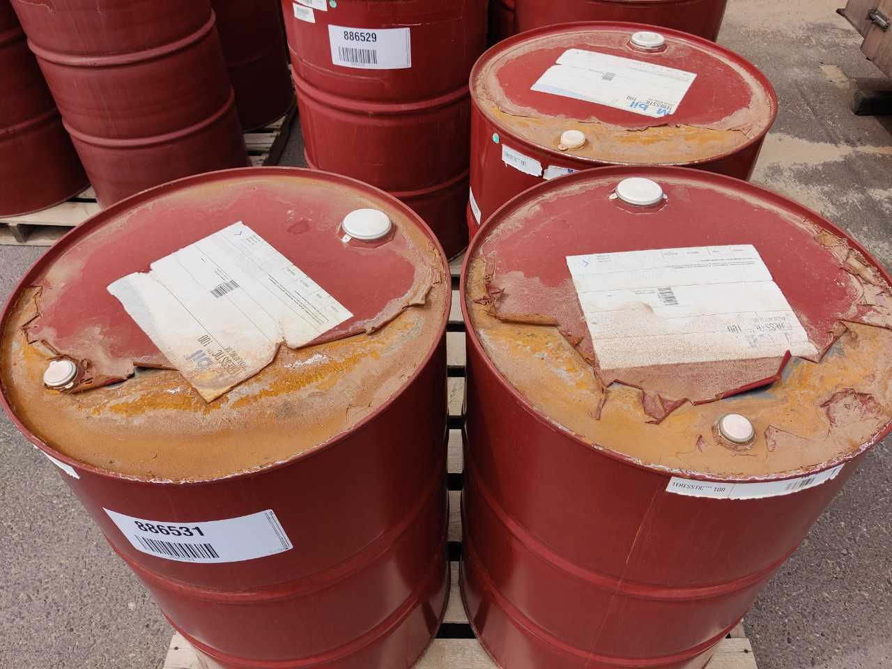 1 PALLET OF 3 55 GALLON DRUMS OF MOBIL TERESSTIC 100 CIRCULATING OIL - ELECTRIC POWER TOOLS