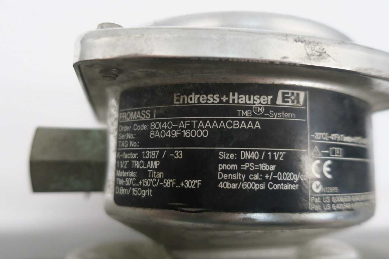 ENDRESS HAUSER 80I40-AFTAAAACBAAA PROMASS I FLOW TUBE 1-1/2IN TRI-CLAMP - FLOW METER