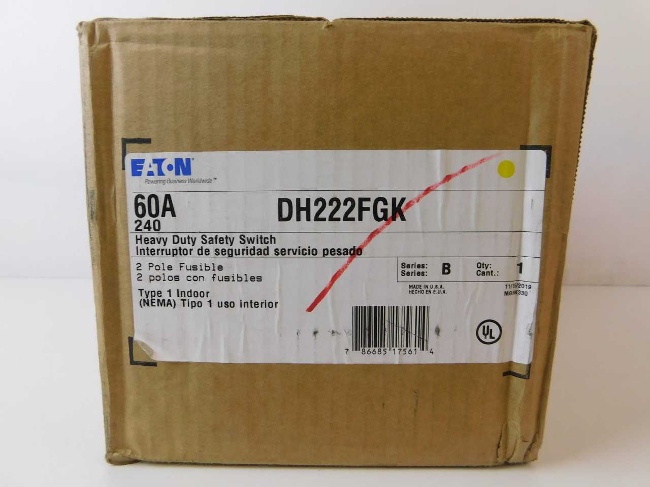 Quantity 3 of Eaton DH222FGK Safety Switch 2P 60A 240VAC - ELECTRICAL COMPONENTS