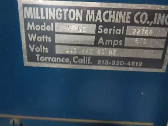 Millington Machine Model VF 6E Light Table - MISCELLANEOUS