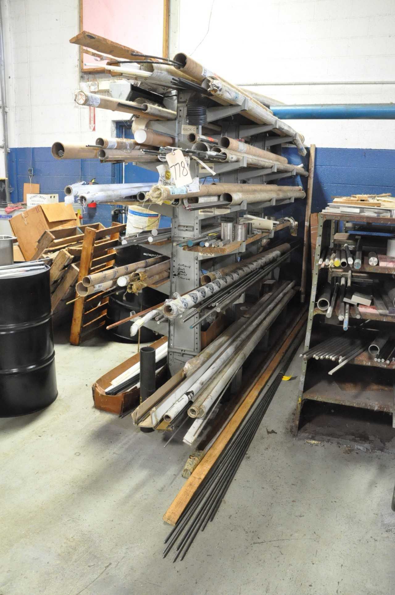 Various Alloys Solid Round and Flat Bar Stock on 1 Cantilever Rack Cantilever Rack Not Included - MATERIAL HANDLING
