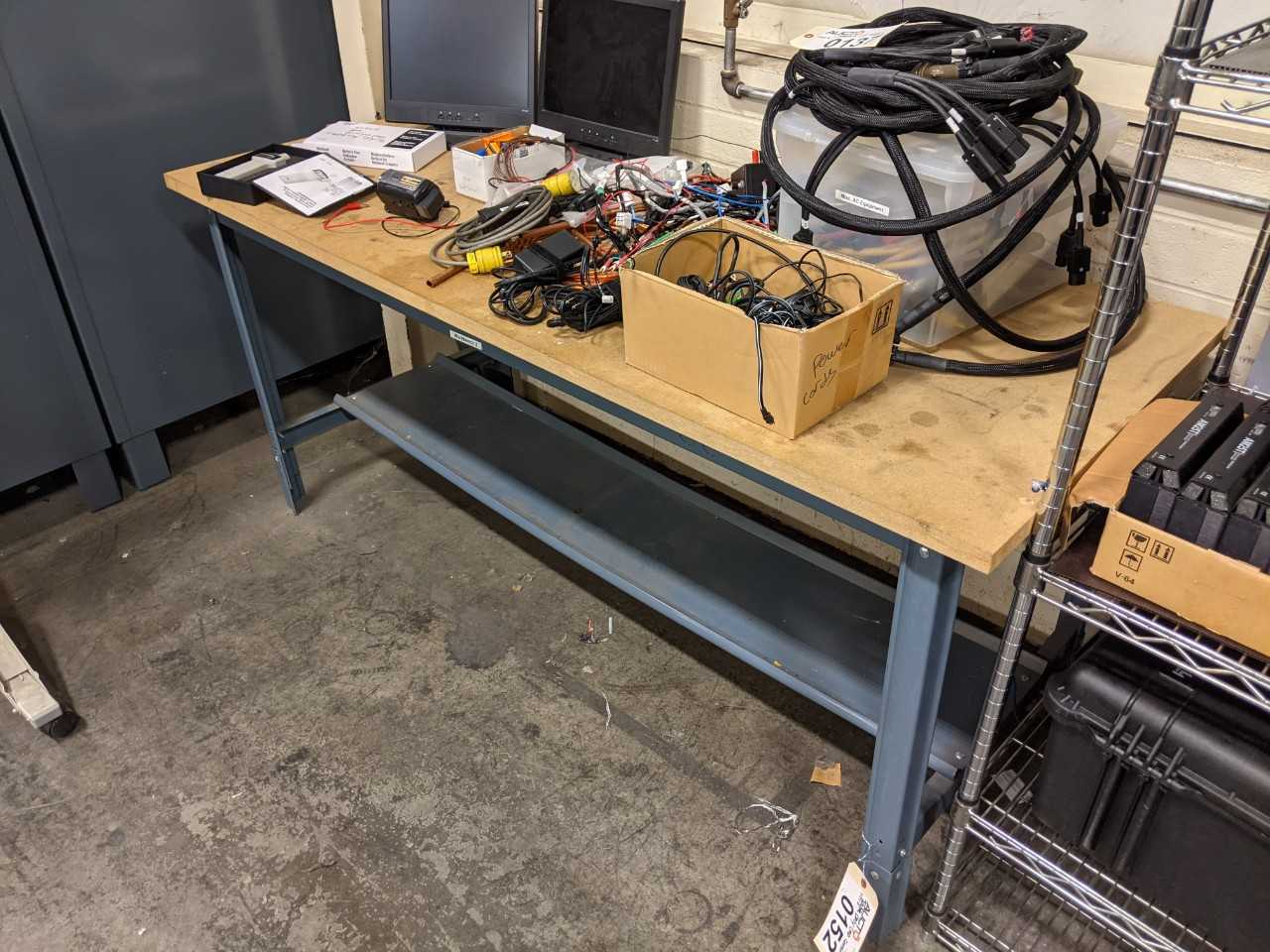 Steel Work Table with Wood Surface Approx 7ft x 3ft, No Contents - PLANT & FACILITY EQUIPMENT