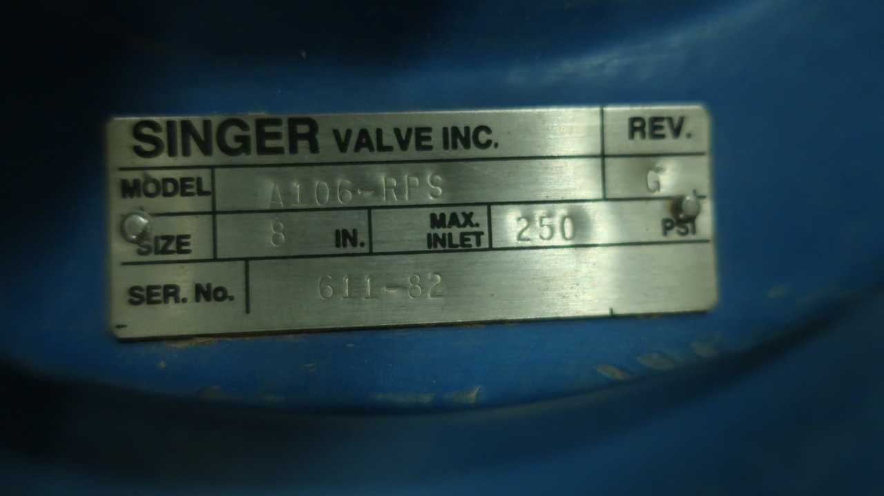 SINGER PRESSURE RELIEF VALVE A106-RPS 8IN 250PSI REV G - RELIEF VALVE
