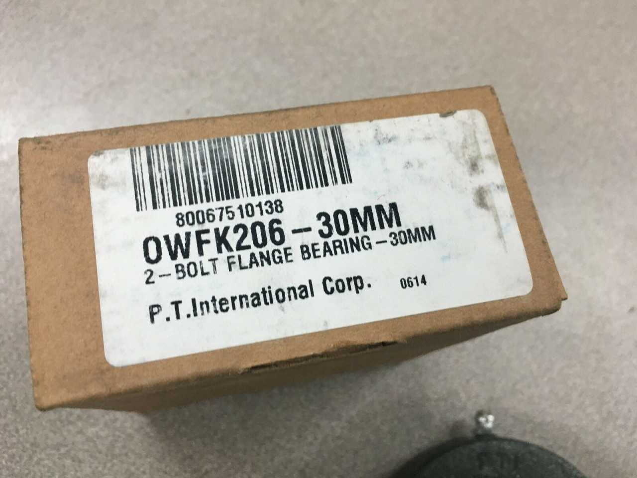 NEW IN BOX PTI 2-BOLT FLANGE BEARING 30MM BORE OWFK206 30MM - BEARINGS