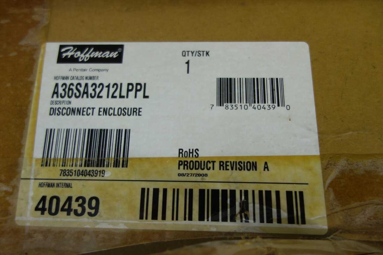 HOFFMAN A36SA3212 LPPL DISCONNECT ENCLOSURE - INDUSTRIAL PARTS