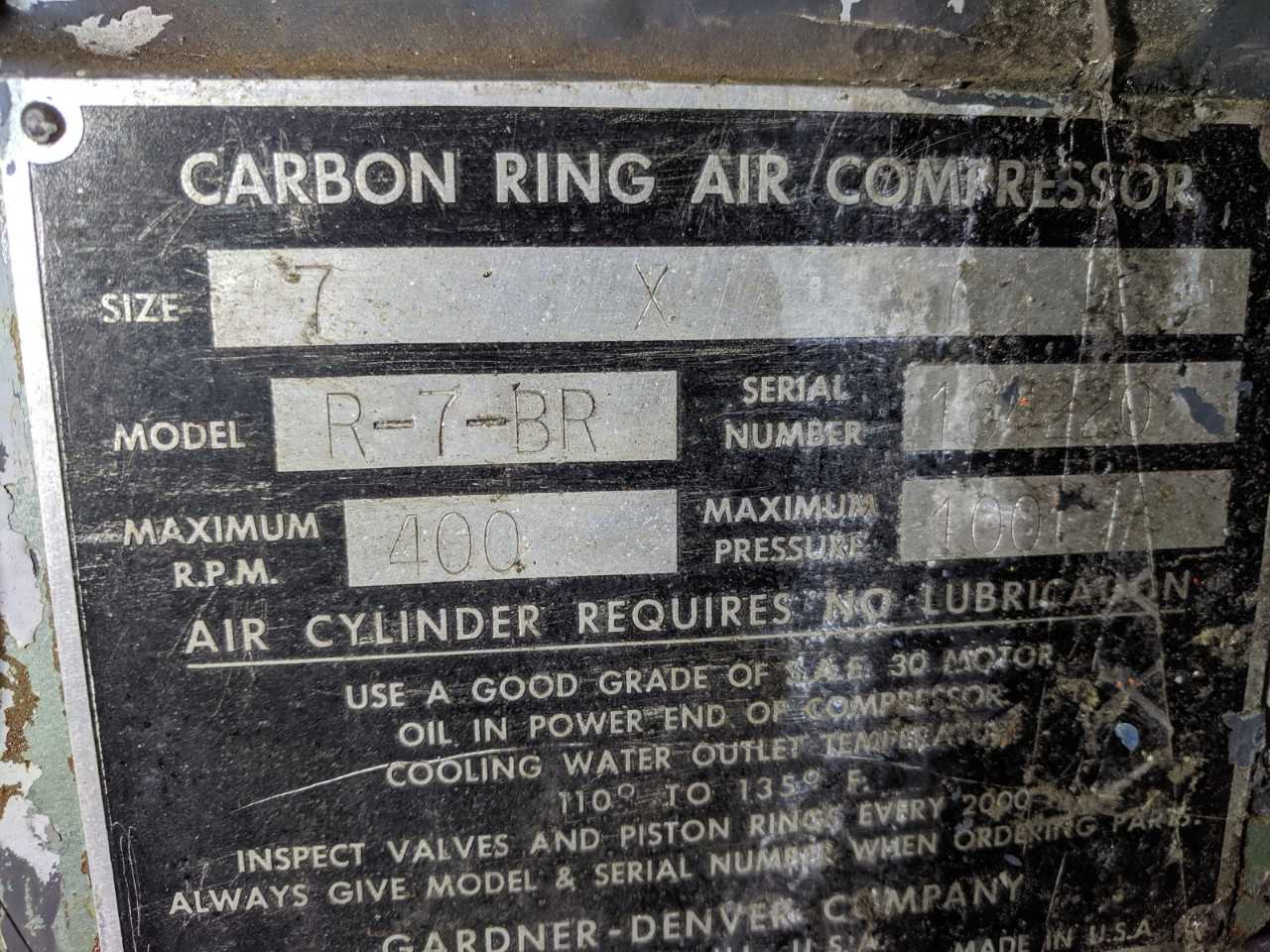 LOT OF 2 GARDNER DENVER R-9-CN 9X9, 7X7 COMPRESSORS - ELECTRIC POWER TOOLS