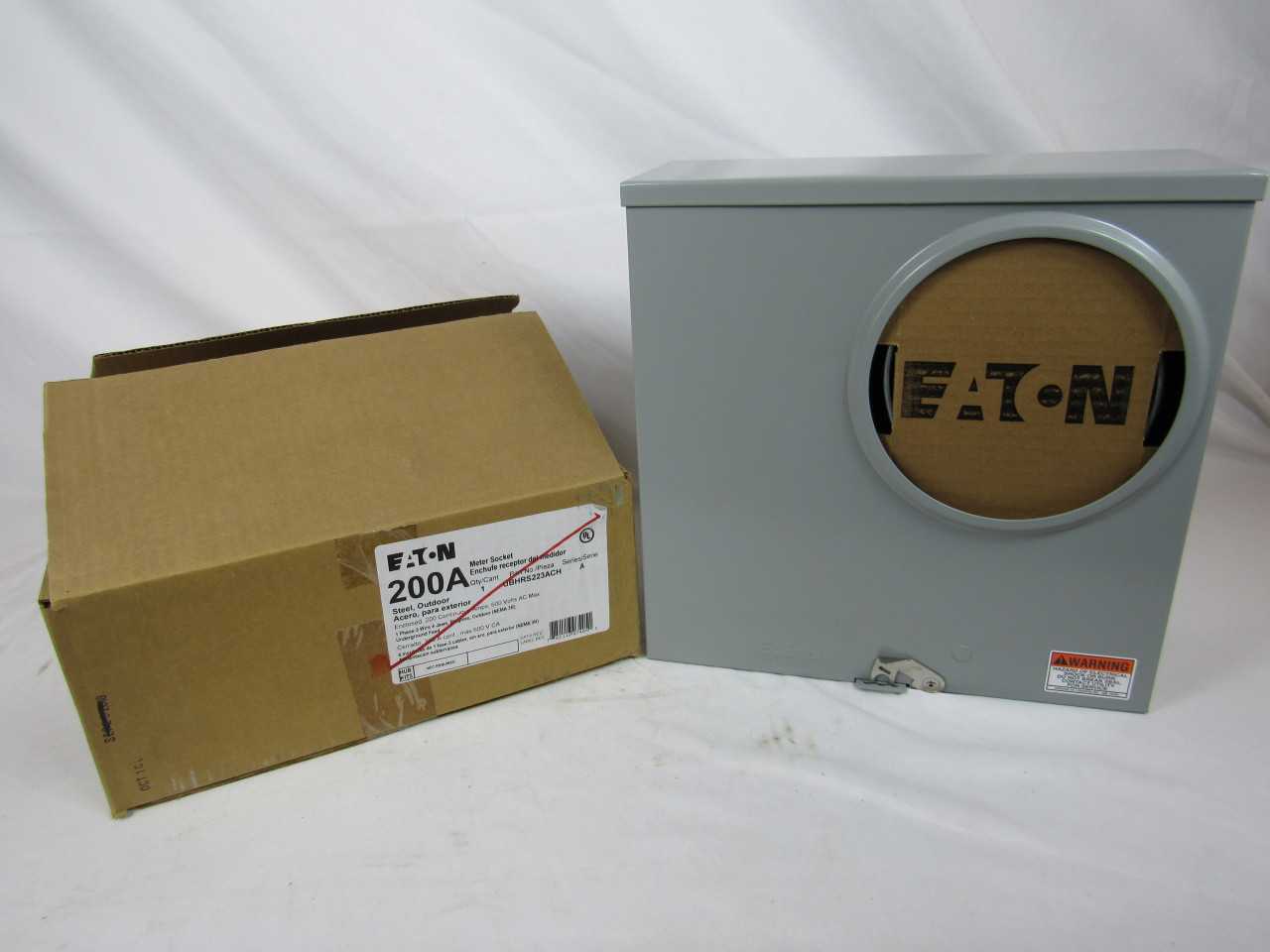 Quantity of 1 New Surplus Eaton UBHRS223ACH Meter Socket 200A 600V 4 Jaws - INDUSTRIAL PARTS