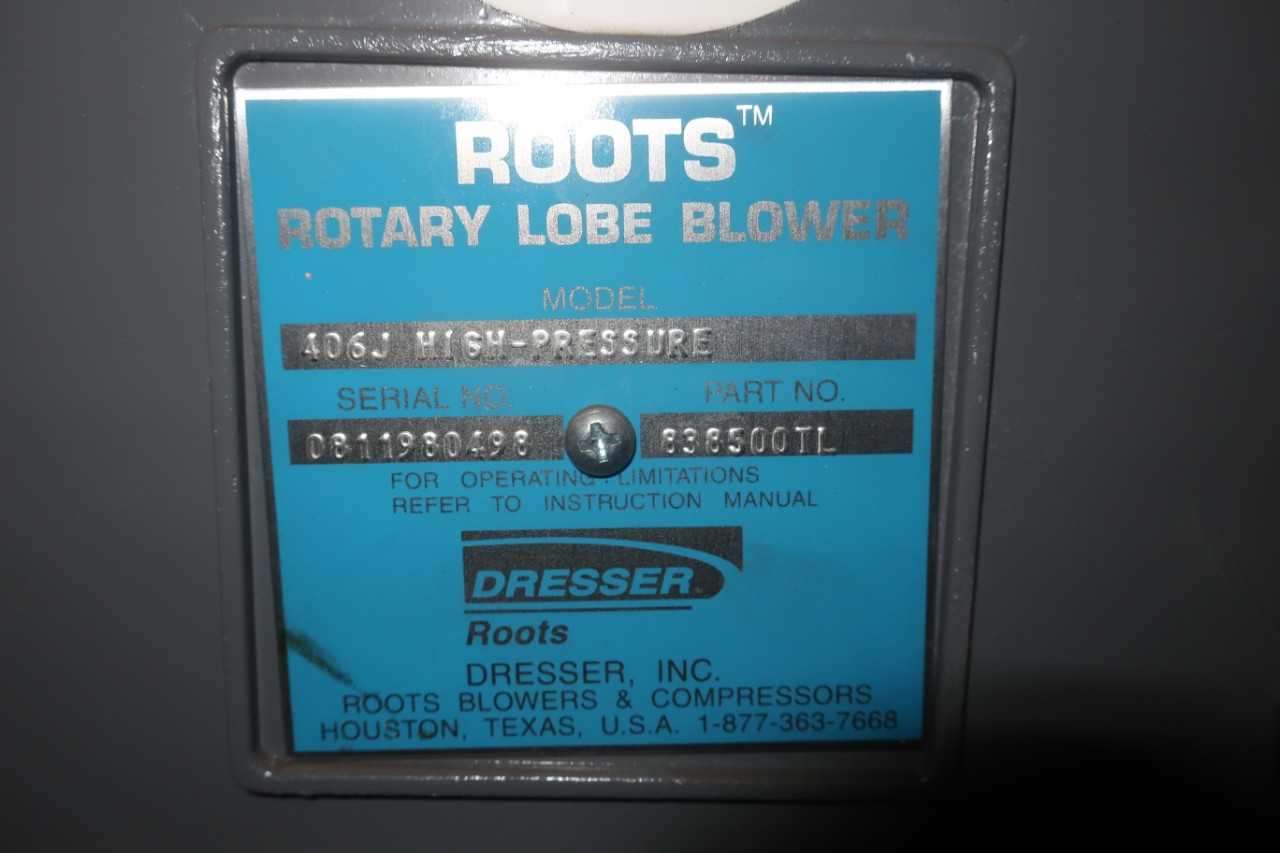 ROOTS 406J HIGH-PRESSURE ROTARY LOBE BLOWER 838500TL - ROTARY LOBE BLOWER
