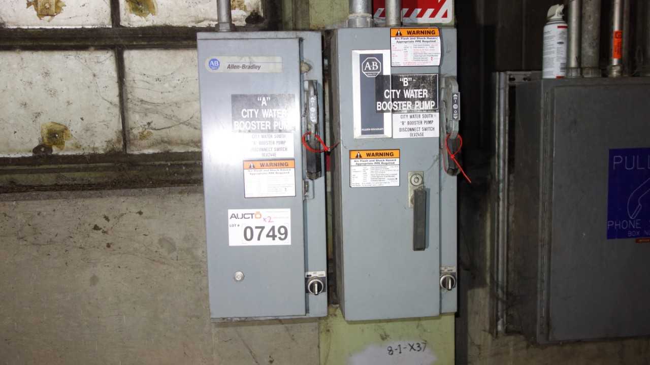 LOT OF 2 ASSORTED ALLEN BRADLEY 509-COD SIZE 2 FUSIBLE COMBINATION STARTER DISCONNECT - MOTOR STARTERS