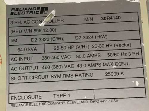 Lot of 2 RELIANCE ELECTRIC GV3000 AC DRIVE 30R4140 / 896.12-80 A - MOTOR DRIVES