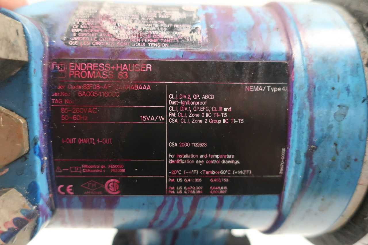 ENDRESS HAUSER 83F08-AFTSAARABAAA PROMASS 83F MASS FLOW METER 1IN - FLOW METER