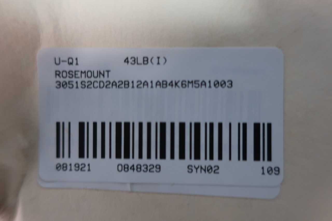 ROSEMOUNT 3051S2CD2A2B12A1AB4K6M5A1003 PRESSURE TRANSMITTER - INSTRUMENTATION