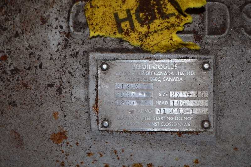 GOULDS 3196XLT 8X10-15 STAINLESS CENTRIFUGAL PUMP 3000GPM 186FT - MISCELLANEOUS
