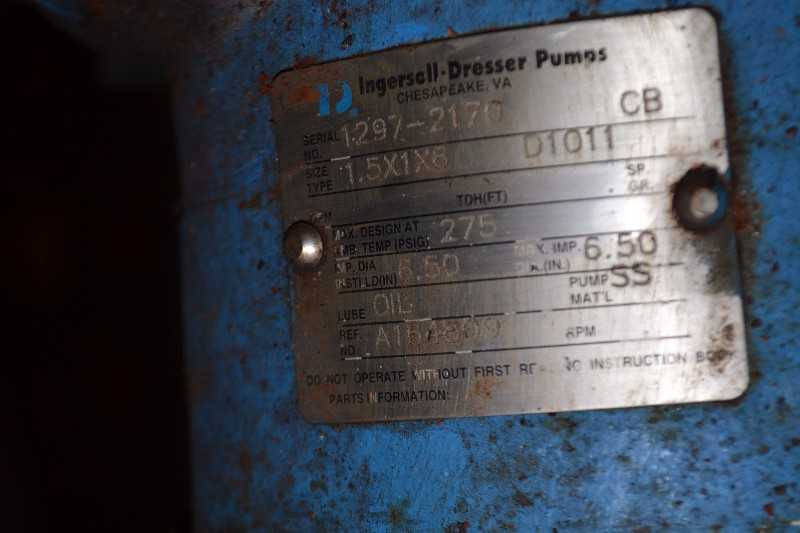 INGERSOL RAND 1.5X1X6 D1011 STAINLESS CENTRIFUGAL PUMP - MISCELLANEOUS