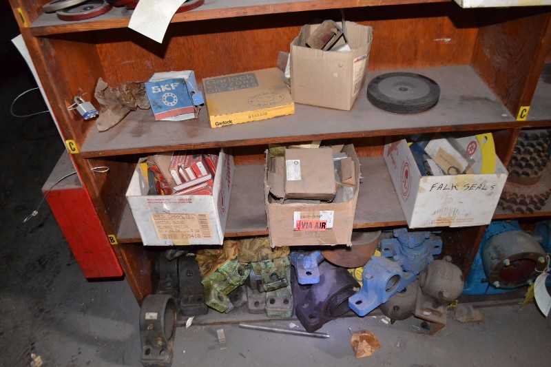 CONTENTS OF ROOM - SPROCKETS, FALK COUPLINGS, GEAR REDUCERS, BOLTS, SEALS - MISCELLANEOUS