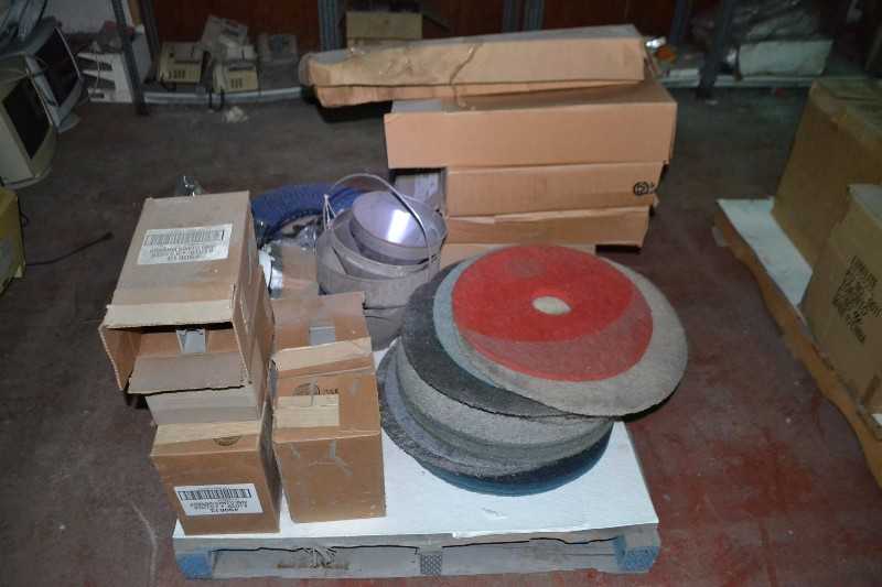CONTENTS OF SKID - HAND CLEANER DISPENSERS, FUNNELS - MISCELLANEOUS