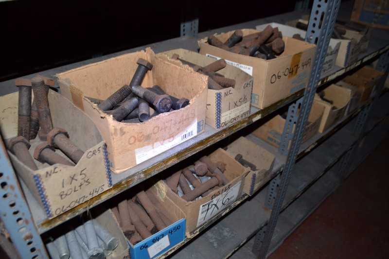 CONTENTS OF SHELVING - FITTINGS, BOLTS - MISCELLANEOUS