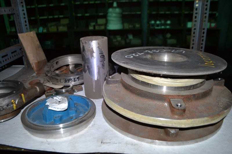 CONTENTS OF SHELVING - PUMP PARTS; IMPELLERS, SEALS, BEARING JOURNALS, SHAFTS - MISCELLANEOUS