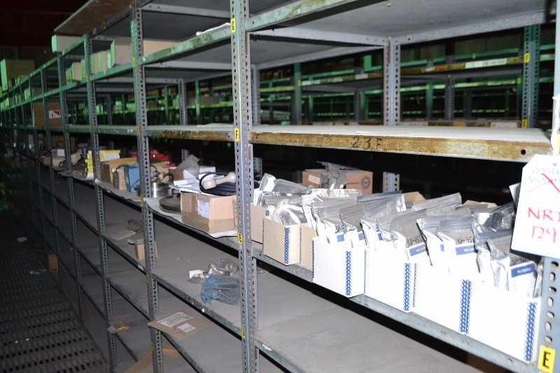 CONTENTS OF SHELVING -UNITED ELECTRIC TYPE F400 7BS, SOLENOID COILS, J6-152, J21KX, PCB CIRCUIT BORADS, FOXBORO 43AP, - MISCELLANEOUS