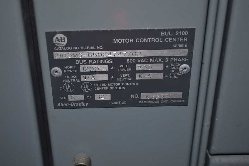 ALLEN BRADLEY 2100 CENTERLINE MOTOR CONTROL CENTER 14 VERTICAL SECTIONS - 59 BUCKETS - MISCELLANEOUS