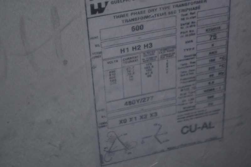 HAMMOND K759US 75KVA 600V-AC 480/277V-AC 3PH DRY TYPE TRANSFORMER - MISCELLANEOUS