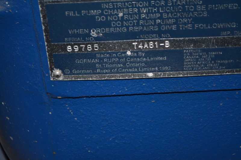 GORMANN RUPP T-SERIES T4A61-B SELF-PRIMING CENTRIFUGAL PUMP - MISCELLANEOUS
